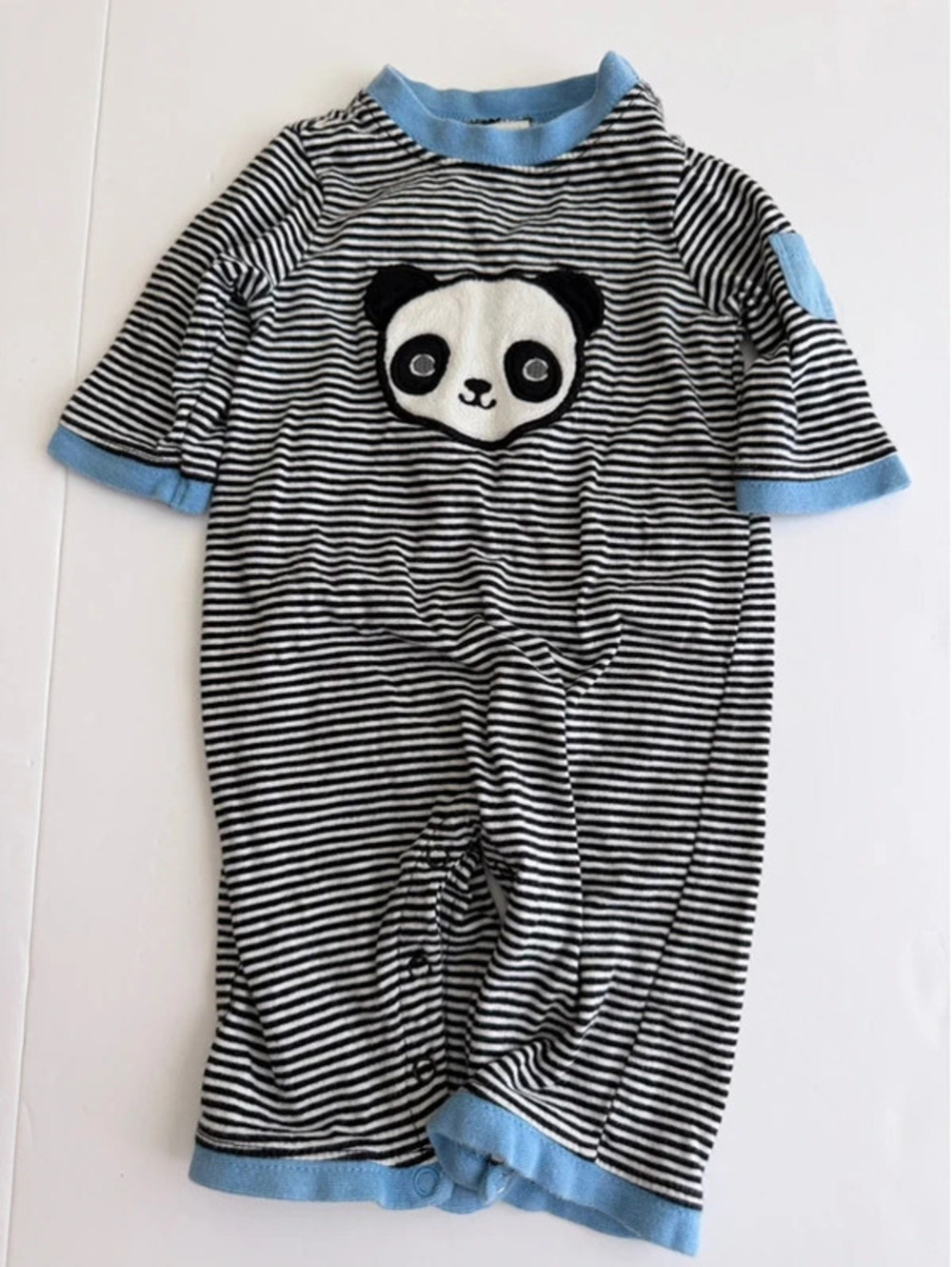 Gymboree Baby Size 0-3M Happy Panda Black, White & Adorable Striped Romper